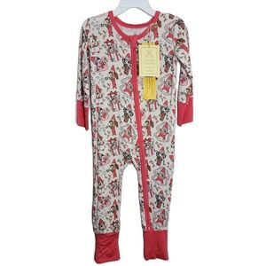 Little‎ Snuggles Bamboo Christmas Dog Elf Zipper Pajamas Romper 18-24M NWT
